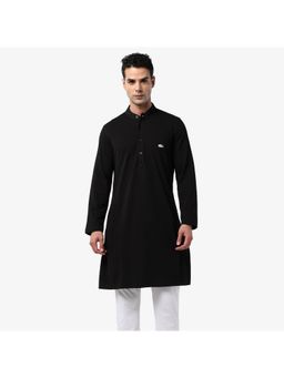Lacoste - Black Full Sleeve Knee Length Slim Fit Kurta