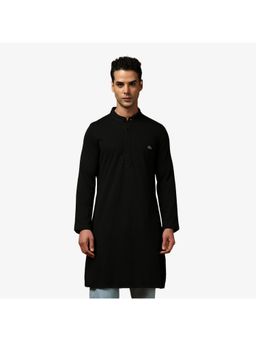 Lacoste - Black Full Sleeve Knee Length Slim Fit Kurta