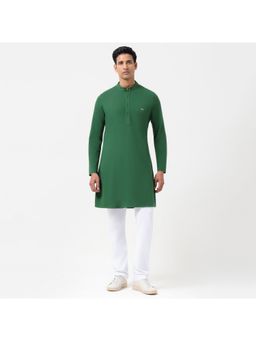 Lacoste - Green Full Sleeve Knee Length Slim Fit Kurta