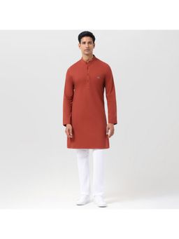 Lacoste - Rust Full Sleeve Knee Length Slim Fit Kurta