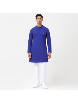Lacoste - Blue Full Sleeve Knee Length Slim Fit Kurta