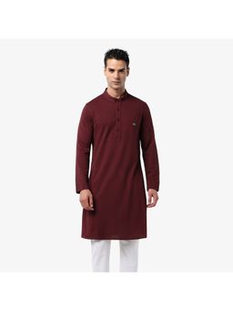 Lacoste - Maroon Full Sleeve Knee Length Slim Fit Kurta