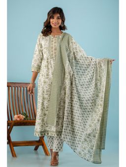 Kohsh - Yolk Design Printed A-line Kurta (Set of 3)