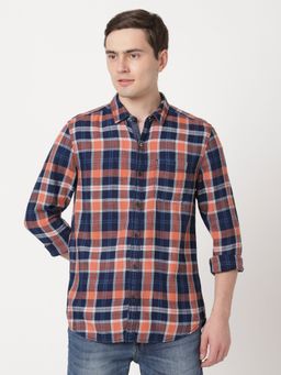 Wrangler - Men Checked Blue Shirt (Regular)