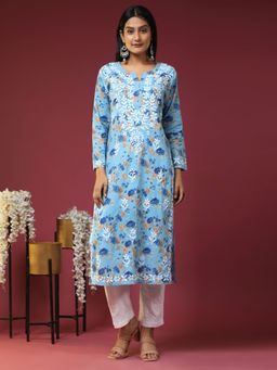 HOUSE OF KARI - Women Floral Printed Thread Work Kurta