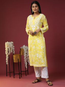 HOUSE OF KARI - Women Floral Printed Thread Work Cotton Kurta