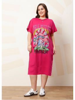 AAREIN - Pink Ample Print T-Shirt Dress