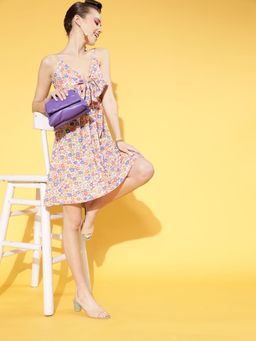 AAREIN - Women Pretty Multi Color Floral Sun Mini Dress