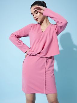 AAREIN - Pink Layered Blouson Mini Dress
