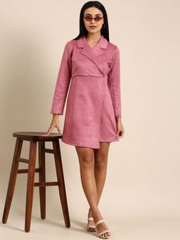AAREIN - Pink Solid Blazer Mini Dress