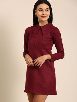 AAREIN - Maroon A-Line Mini Dress