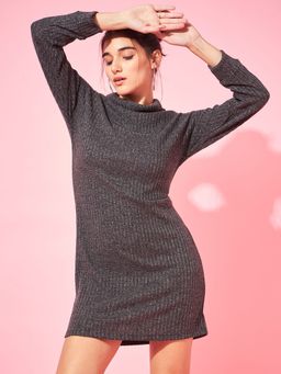 AAREIN - Grey Textured Woollen Bodycon Mini Dress