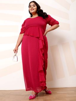 AAREIN - Red Ample Ruffled Maxi Dress