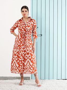 AAREIN - Boho By Brown Printed A-Line Midi Dress