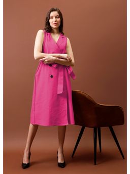 AAREIN - Pink Immutable Sleeveless Knee Length Wrap Midi Dress