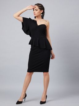 AAREIN - Women Black Solid Sheath Dress