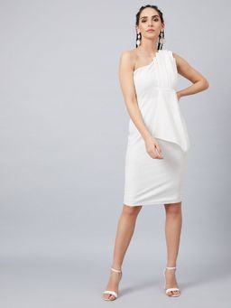 AAREIN - Women White Solid Sheath Dress