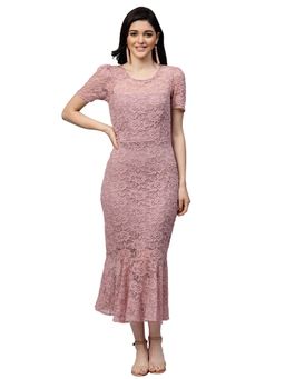 AAREIN - Mauve Self Design Sheath Midi Dress