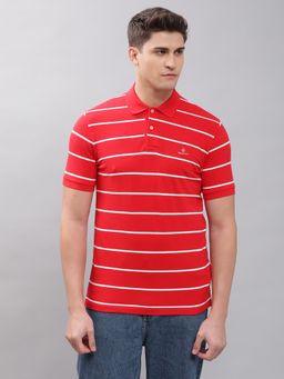 GANT - Men Red Striped Regular Polo T-shirt