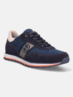Bugatti - Garnet Evo Dark Navy Blue Suede Leather Mens Sneakers