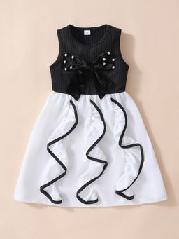 Hopscotch - Bow Accent Ruffled Party Dress