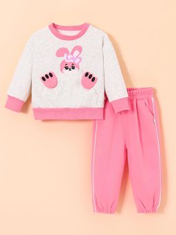 Hopscotch - Bunny Applique Sweatshirt and Jogger Set