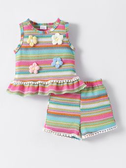 Hopscotch - Crochet Top and Floral Applique Short Set