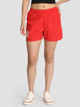 Bene Kleed - Red Solid Mid-Rise Relaxed Fit Lounge Boxer Shorts