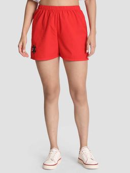 Bene Kleed - Red Solid Mid-Rise Relaxed Fit Lounge Boxer Shorts