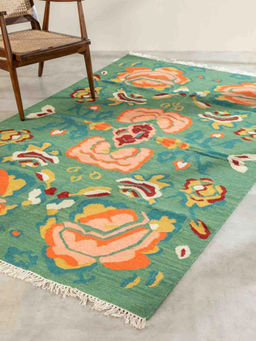 Freedom Tree - Rose Bagh Cotton & Wool Green Lush Woven Rug