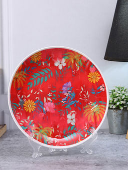 PENTADECO - Red Floral Medium Decor Plate