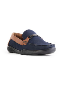 Monkstory - Suede Driving Navy Blue Loafers
