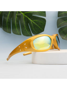 TED SMITH - Wrap-Around Yellow Mirror Sunglasses for Men Women (52)