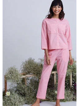 Okhai - Siesta Herbal Dyed Pure Cotton Pink Shirt with Pant
