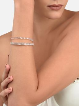 Zaveri Pearls - White Cubic Zirconia Modern Tennis Bracelets (Pack of 2)