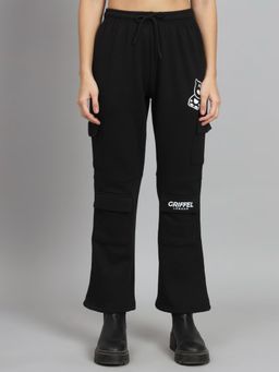 Griffel - Women’s Front Teddy Logo 6 Pocket Black Trackpants