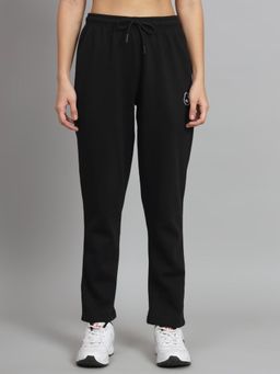 Griffel - Women’s Basic Solid Oversized Fit Slit Pocket Black Trackpants