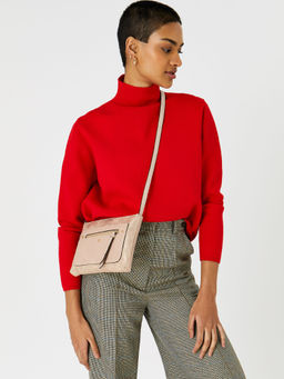 Accessorize London - Women'S Faux Leather Pink Ella Messenger Sling Bag