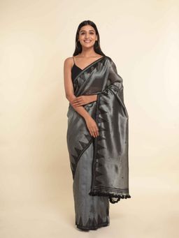 Suta - Silver Woven Design Cotton Blend Saree