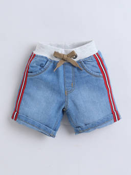 Little Kangaroos - Boys Blue Solid/Plain Cotton Blend Shorts