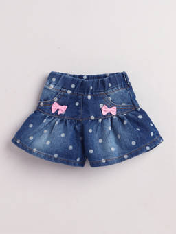 Little Kangaroos - Girls Navy Blue Printed Cotton Blend Shorts