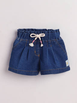 Little Kangaroos - Girls Navy Blue Solid/Plain Cotton Blend Shorts
