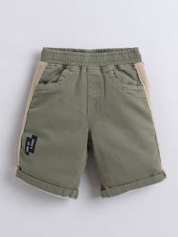 Little Kangaroos - Boys Olive Solid/Plain Cotton Blend Short
