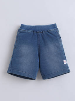 Little Kangaroos - Boys Blue Solid/Plain Cotton Blend Shorts
