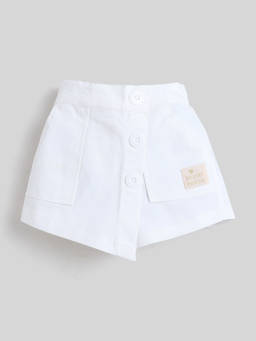 Little Kangaroos - Girls Off White Solid/Plain Cotton Blend Skort