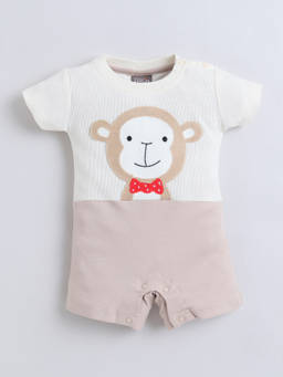 Little Kangaroos - Boys Cream Embroidered Cotton Blend Onesies