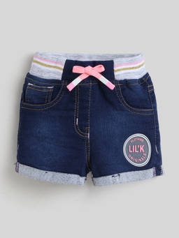 Little Kangaroos - Girls Navy Blue Solid/Plain Cotton Blend Short
