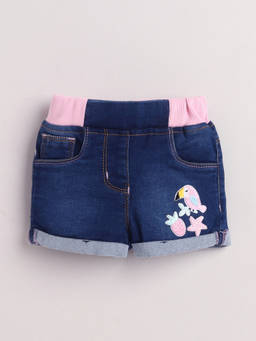 Little Kangaroos - Girls Navy Blue Solid/Plain Cotton Blend Short