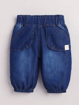 Little Kangaroos - Girls Blue Solid/Plain Cotton Blend Jeans