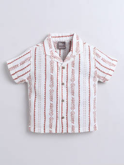 Little Kangaroos - Boys Brown Printed Cotton Blend Shirt